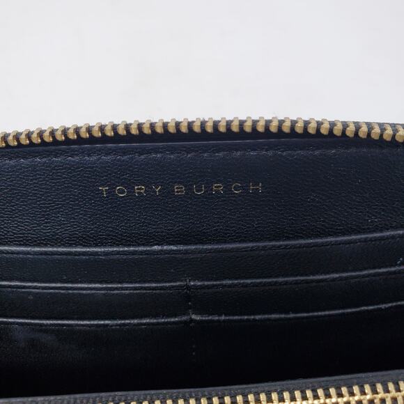 Tory Burch Alexa Zip Around Continental Leather Wallet Geometric Quilted Black - Picture 8 of 8